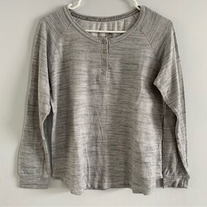 Muk Luks Henley Shirt Gray Long Sleeve Womens Size Medium Cosy Warm
